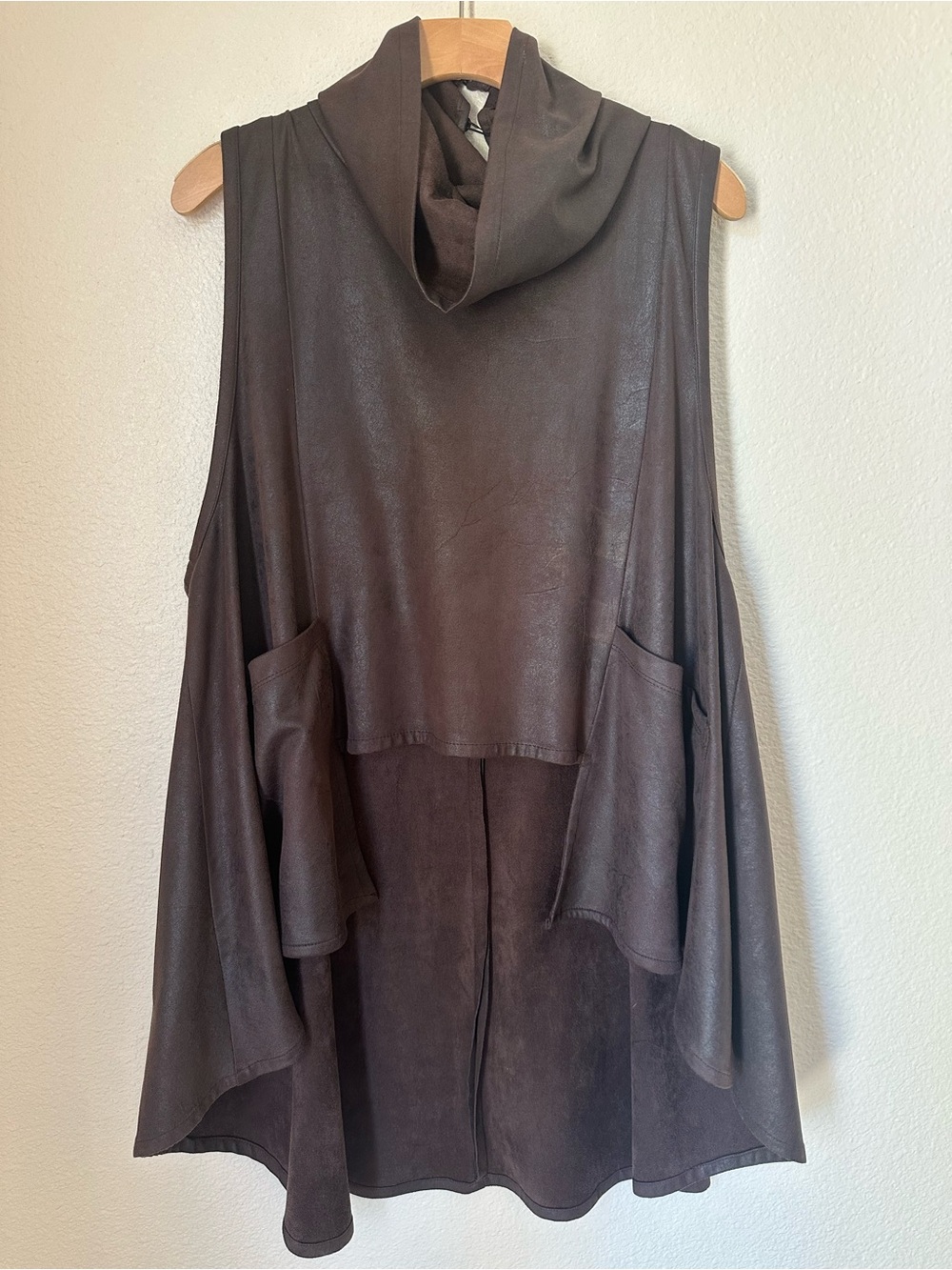 Ruti x Alembika Brown Sleeveless High Neck Tunic Vest Lagenlook OS Avant Garde